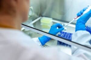 Scientist Works on samples in lab